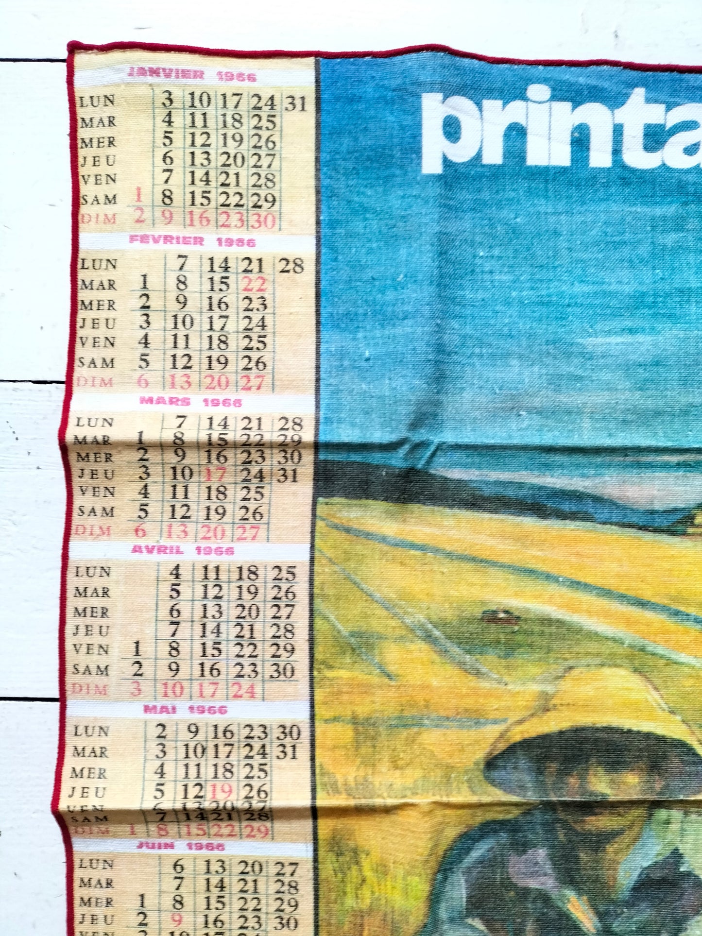 Petit torchon calendrier 1966
