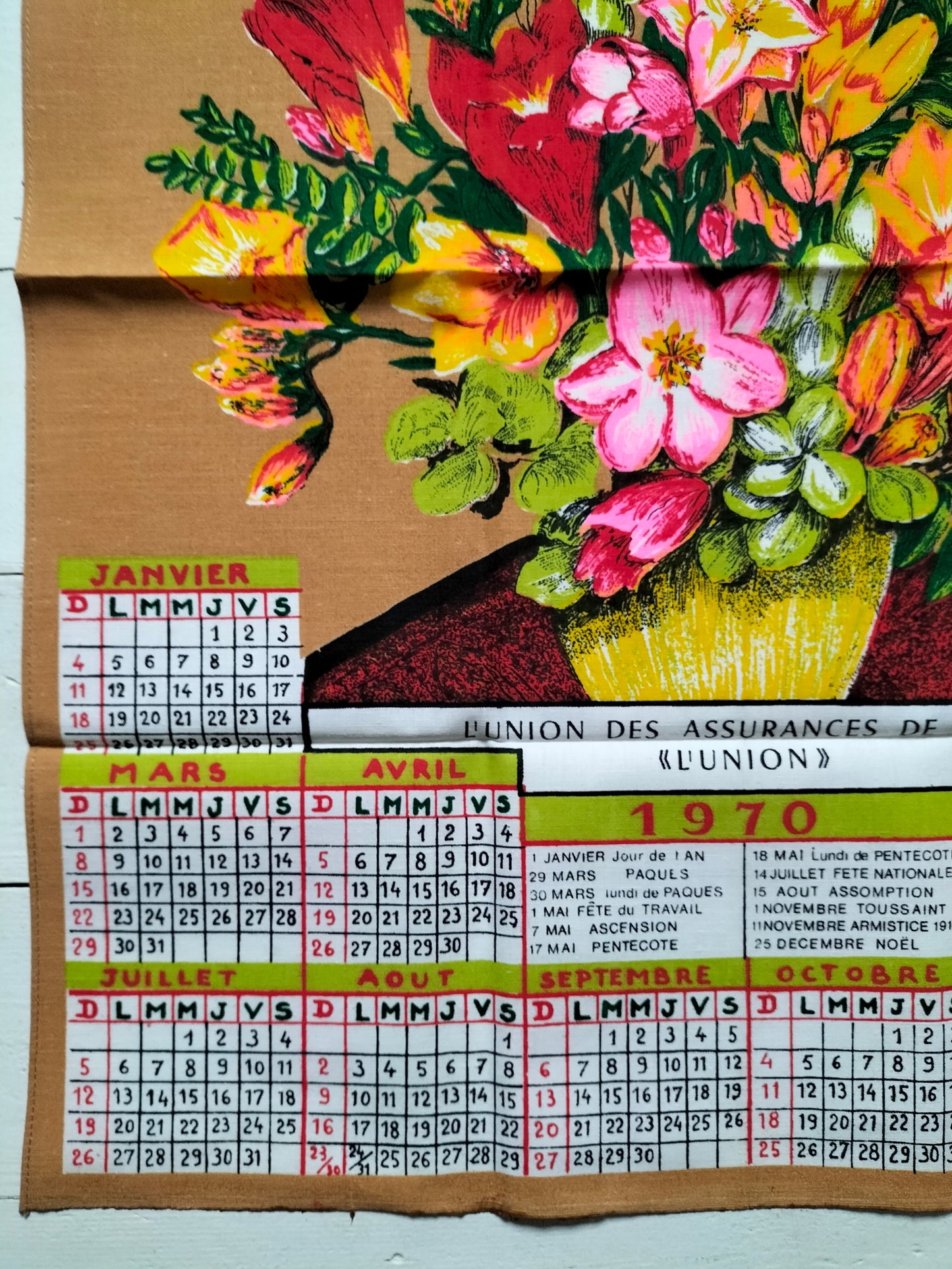 Torchon calendrier 1970