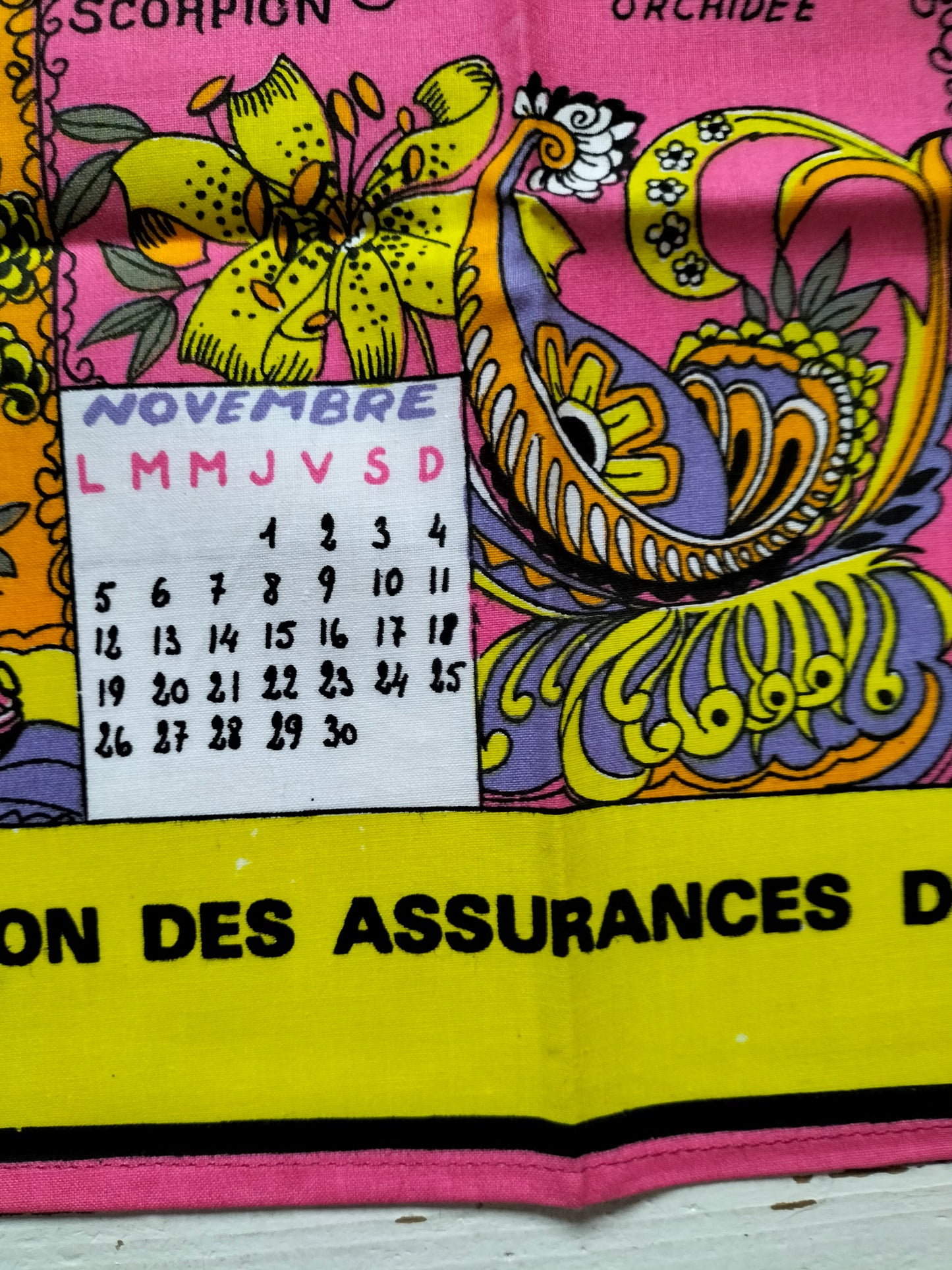 Torchon calendrier 1973