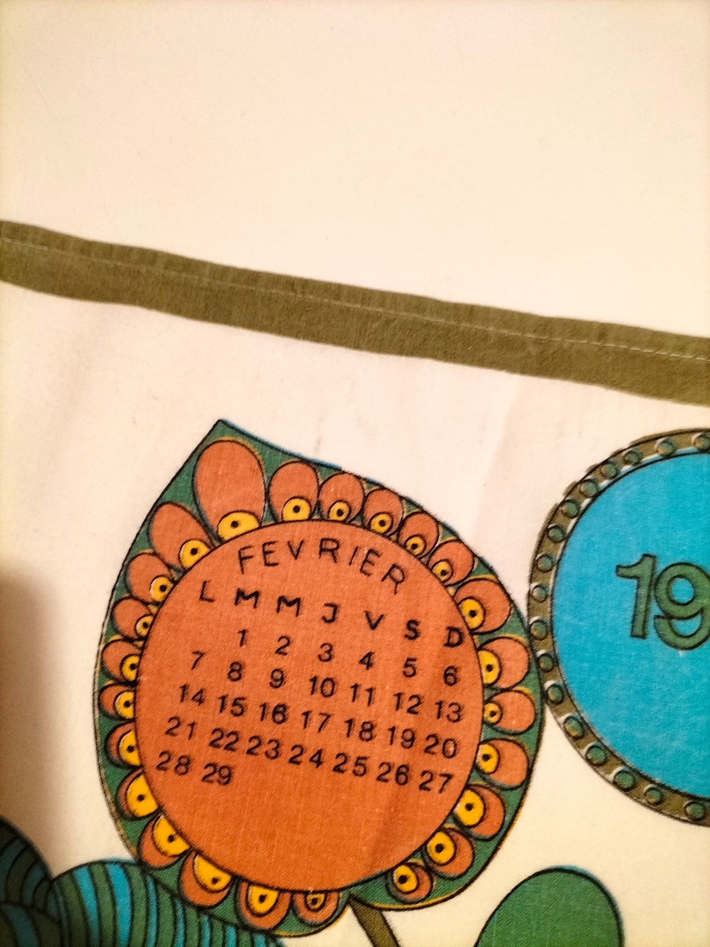 Torchon calendrier 1972