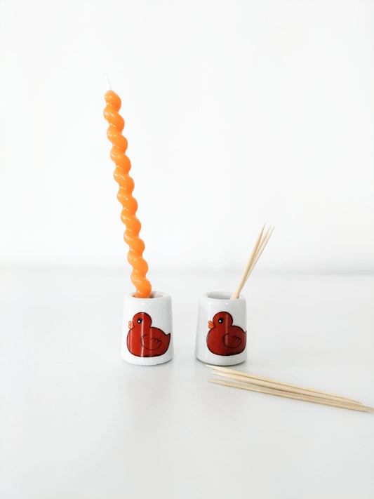 Duo mini-bougeoirs Funny Design canard