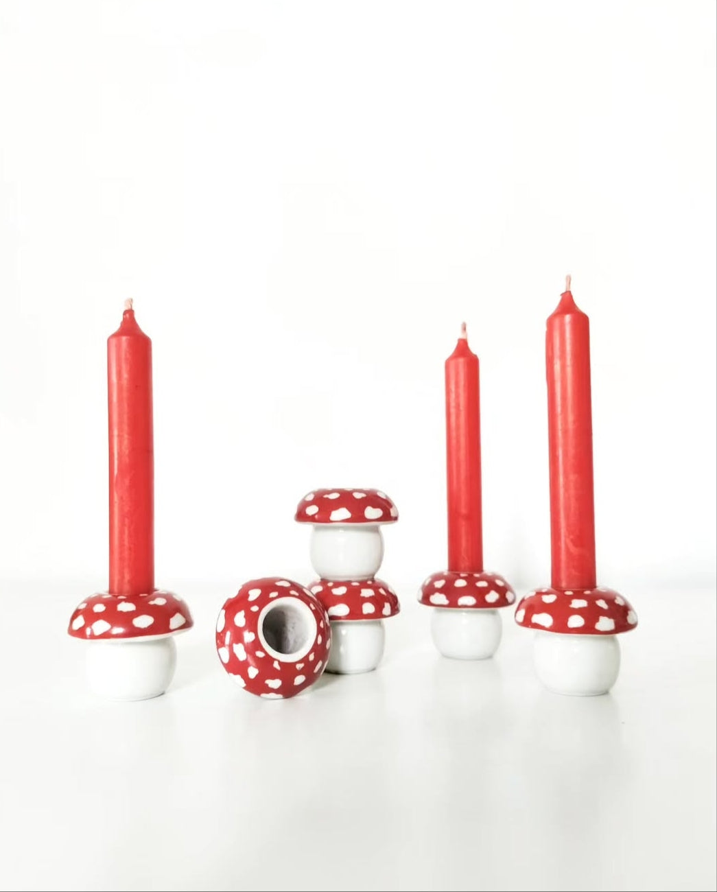 Duo de mini bougeoirs champignon Funny Design (avec bougies)