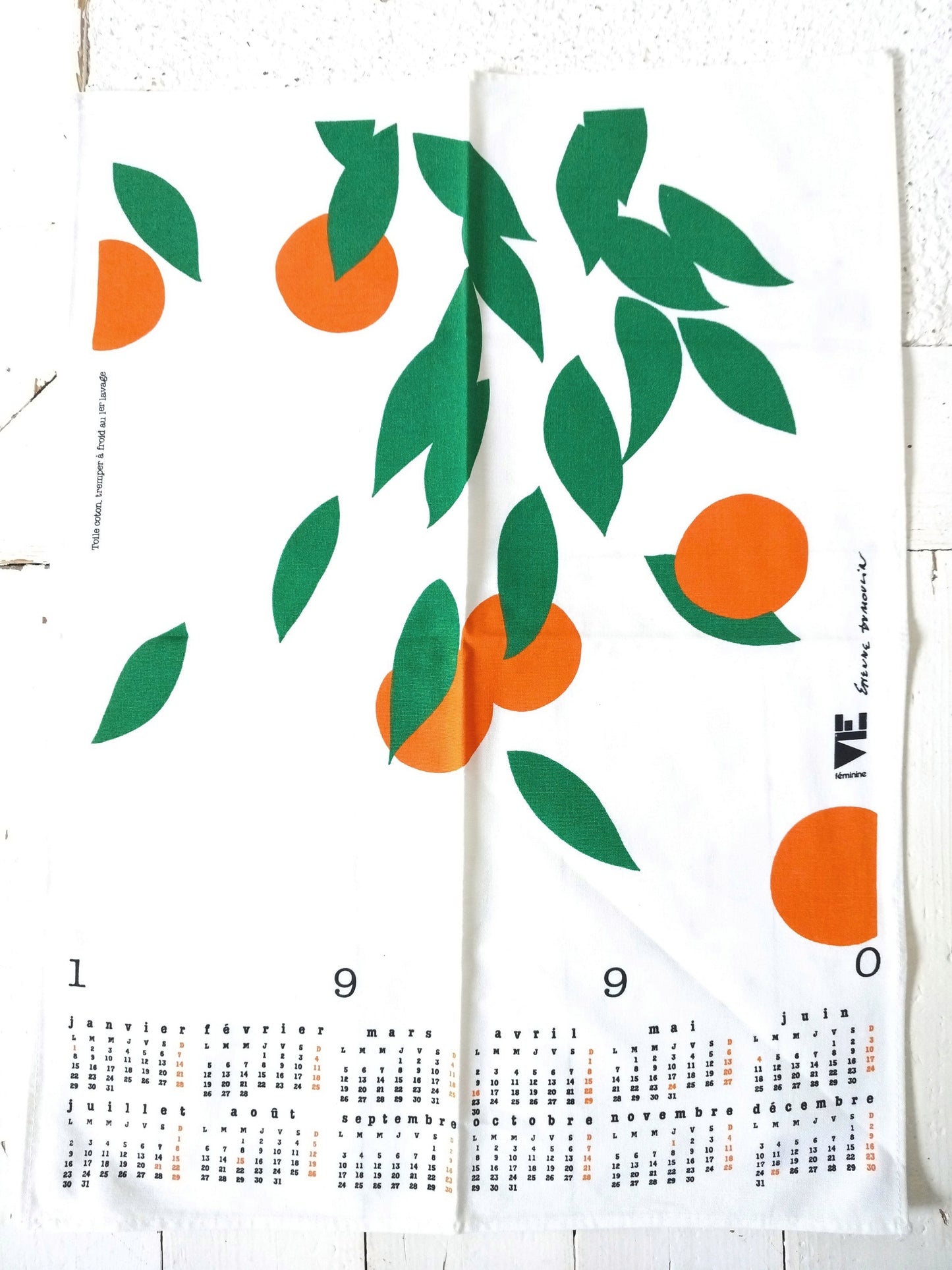 Torchon calendrier 1990