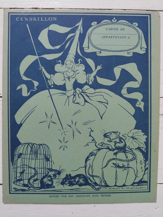 Ancien protège-cahier en papier publicitaire chocolats fins Menier