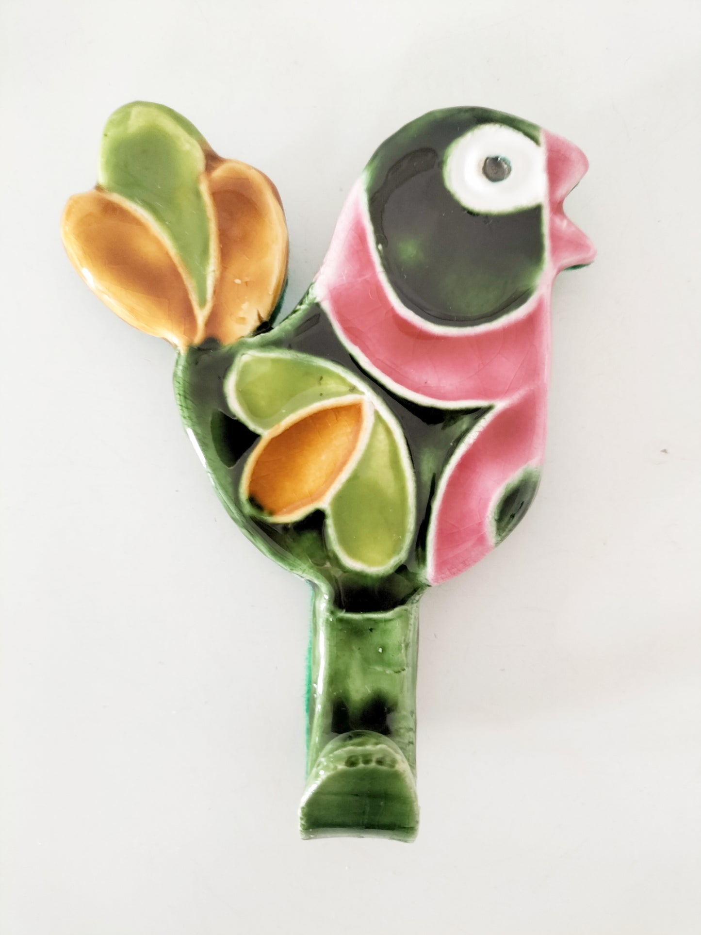 Patère murale oiseau en céramique
