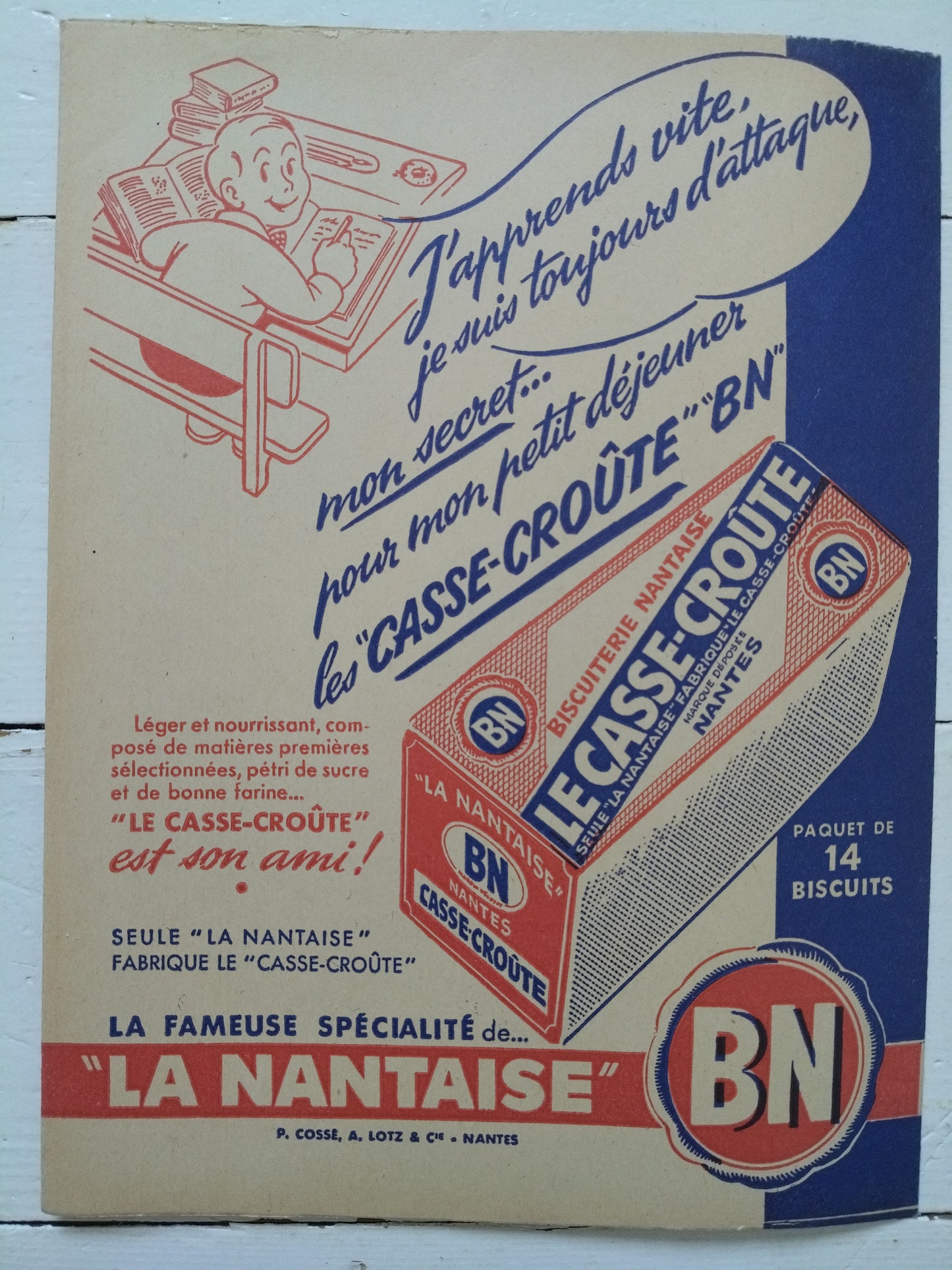 Ancien protège-cahier en papier publicitaire La Nantaise BN A5