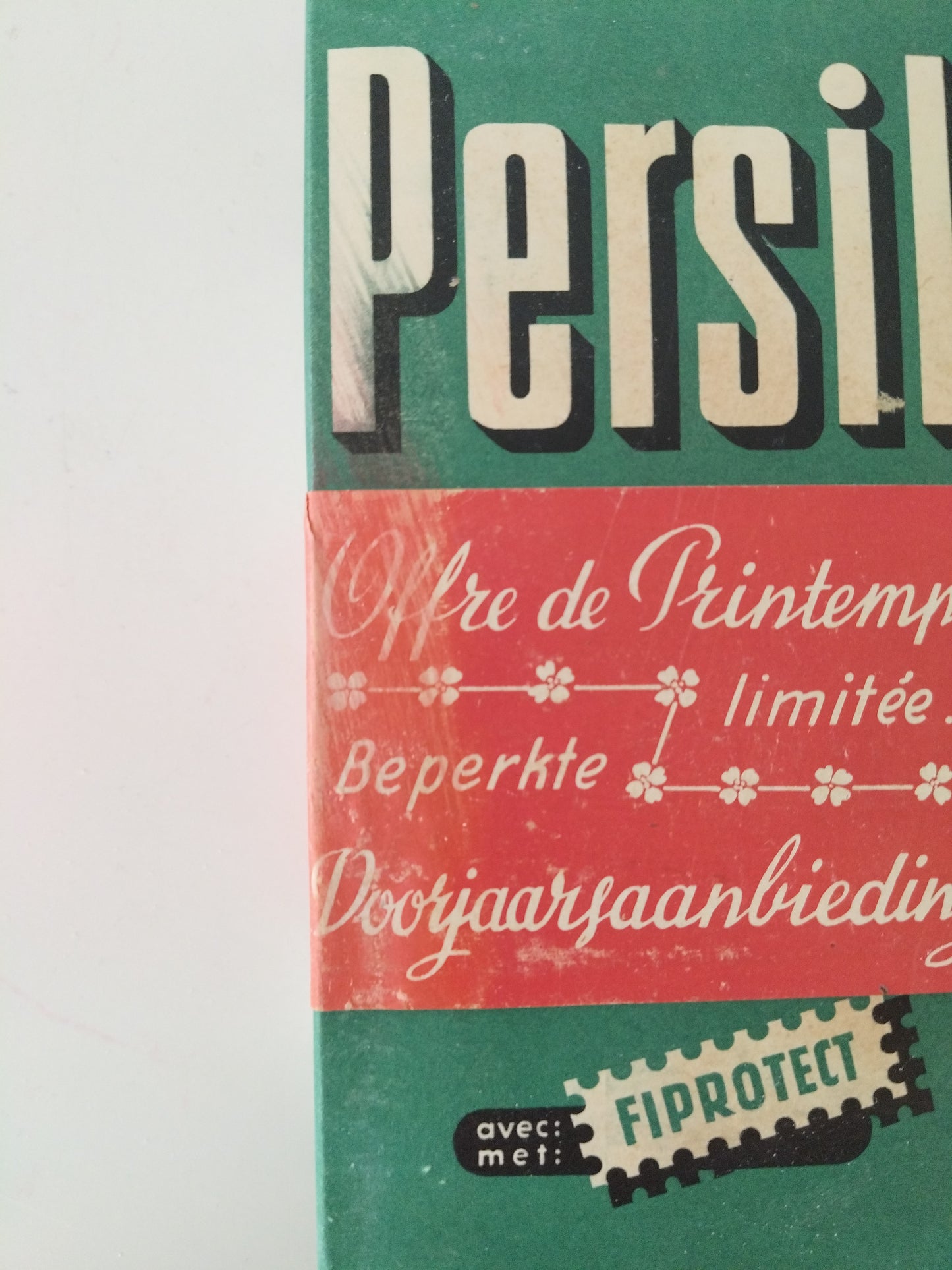 Ancienne boîte cartonnée de poudre de savon au choix : Persil, Soleil ou Vigor (français/ néerlandais)