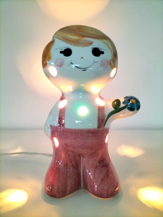 Lampe de table bonhomme en céramique handpainted Holt Renfrew Italy