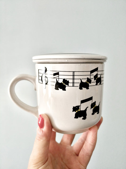 Tisanière/ tasse à thé en porcelaine KGG décor scottish terrier