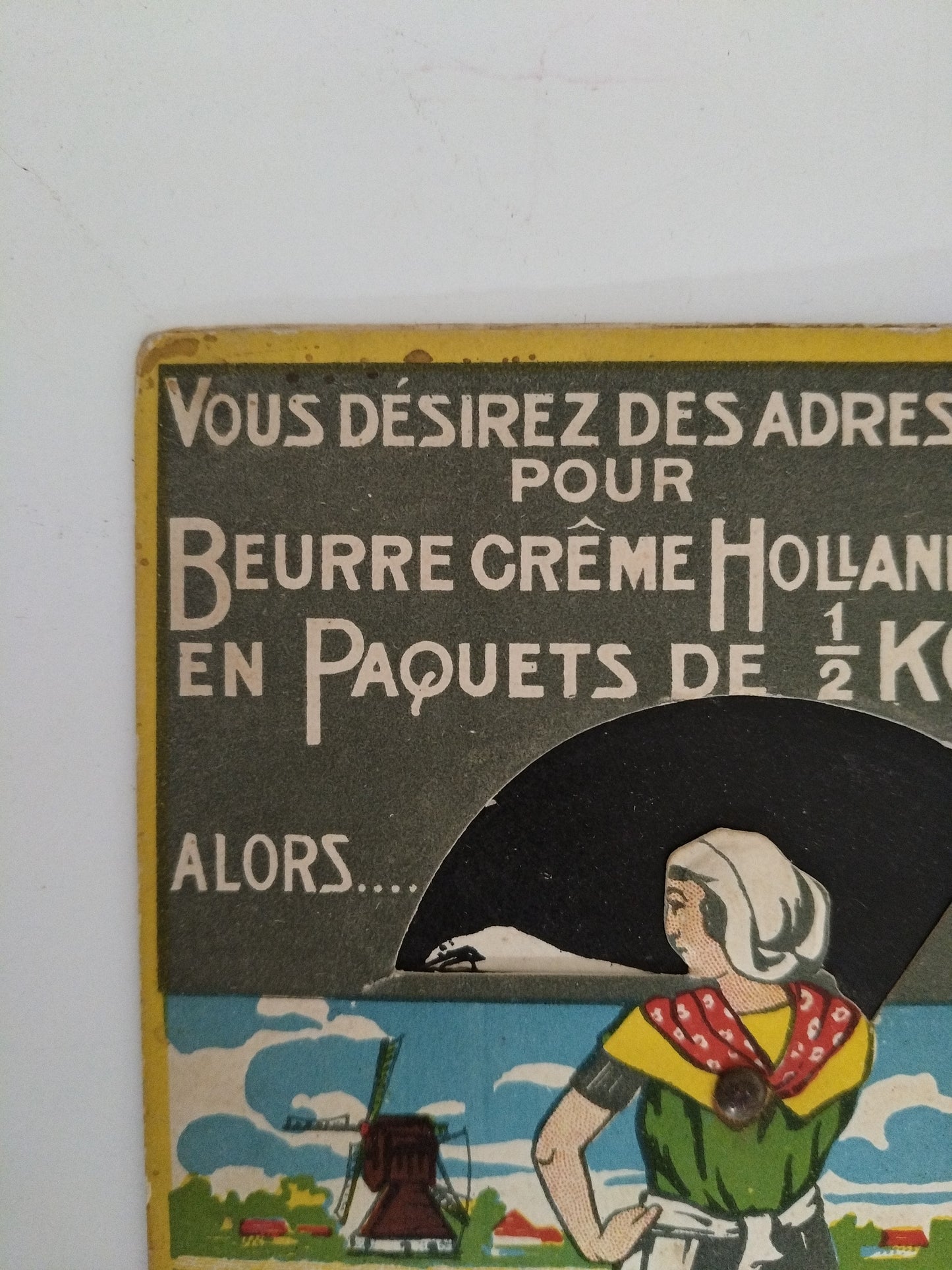 Petit carton publicitaire animé Beurre crème Hollandais