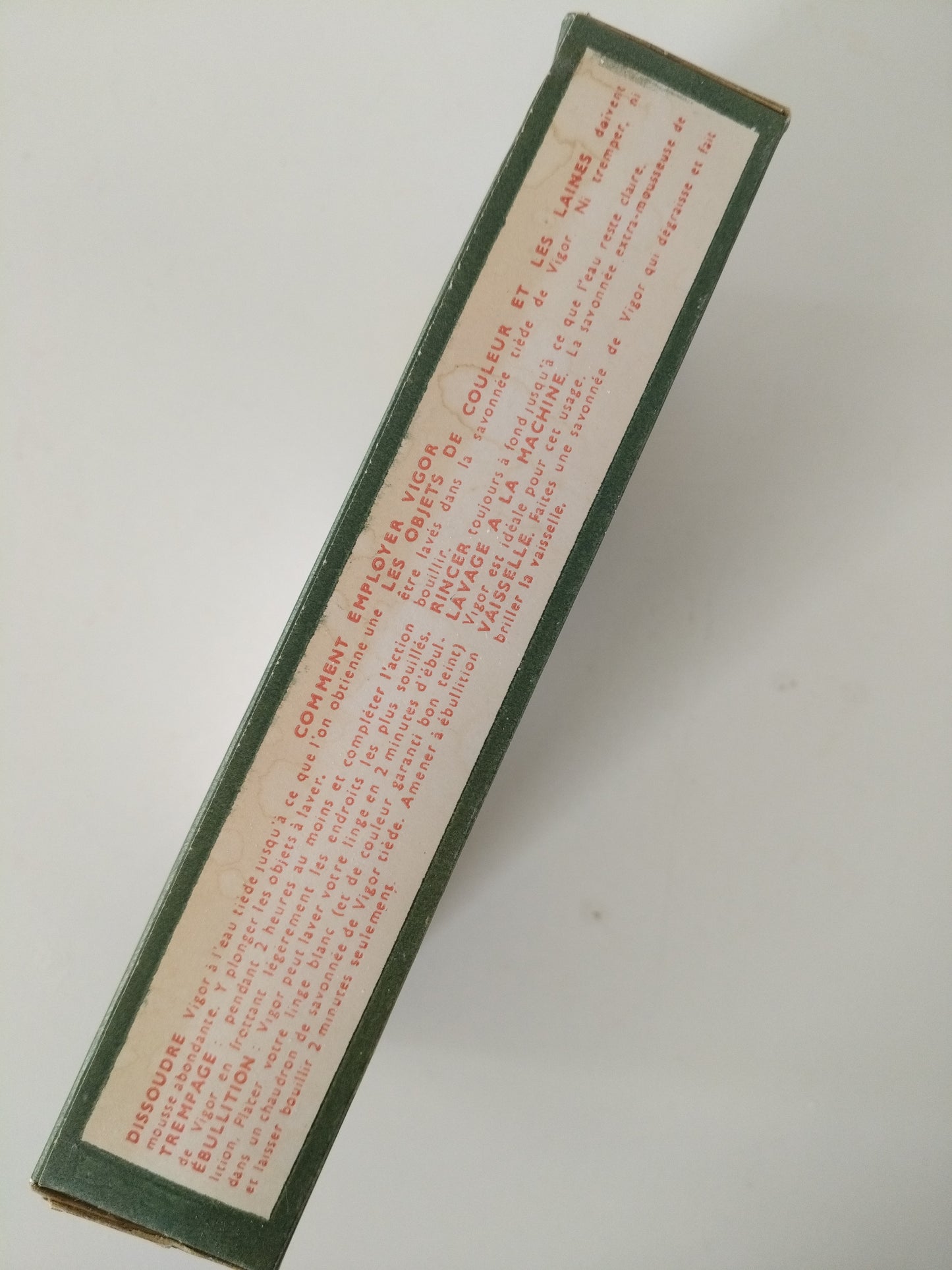 Ancienne boîte cartonnée de poudre de savon au choix : Persil, Soleil ou Vigor (français/ néerlandais)