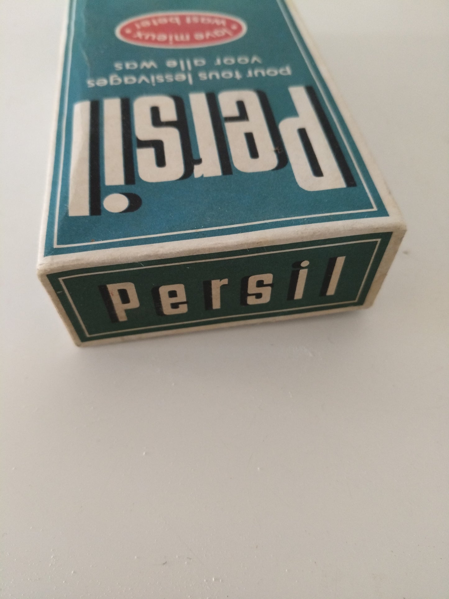 Ancienne boîte cartonnée de poudre de savon au choix : Persil, Soleil ou Vigor (français/ néerlandais)