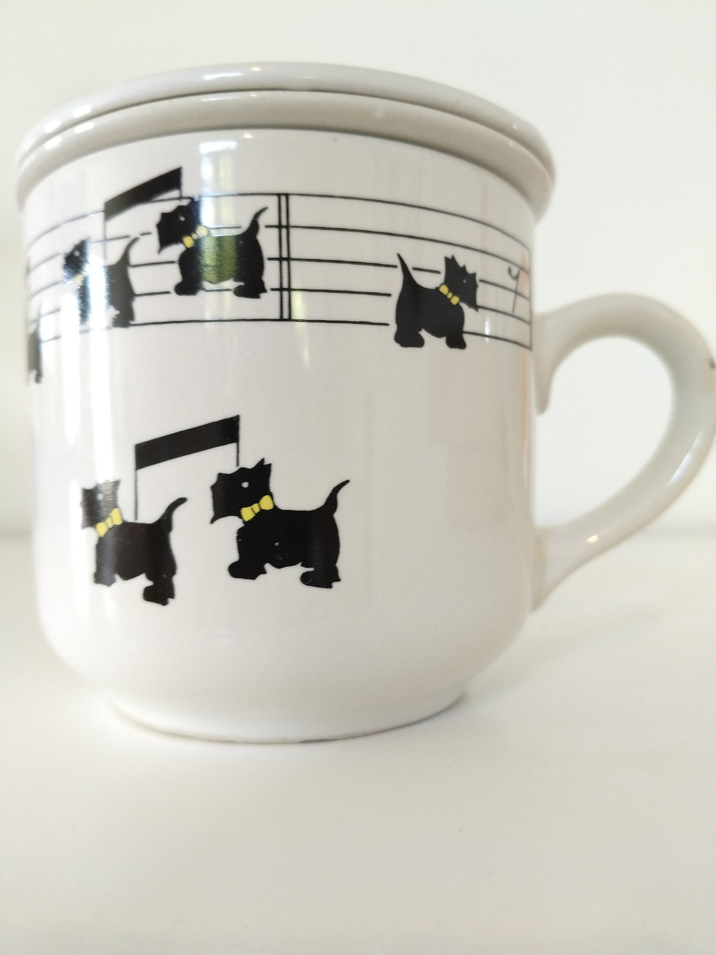 Tisanière/ tasse à thé en porcelaine KGG décor scottish terrier