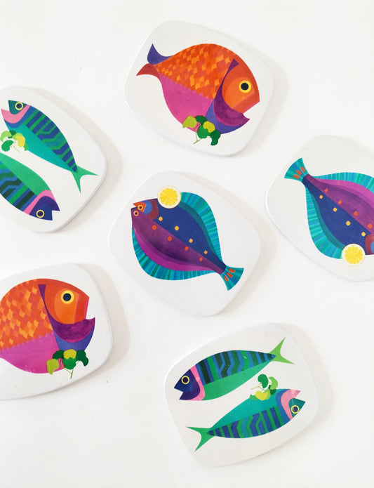 Ensemble de 6 dessous de verres Worcester Ware England