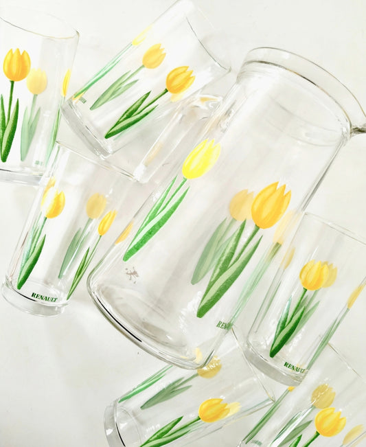 Ensemble carafe et 6 verres publicitaires Renault Italy - cetaitmieuxavant