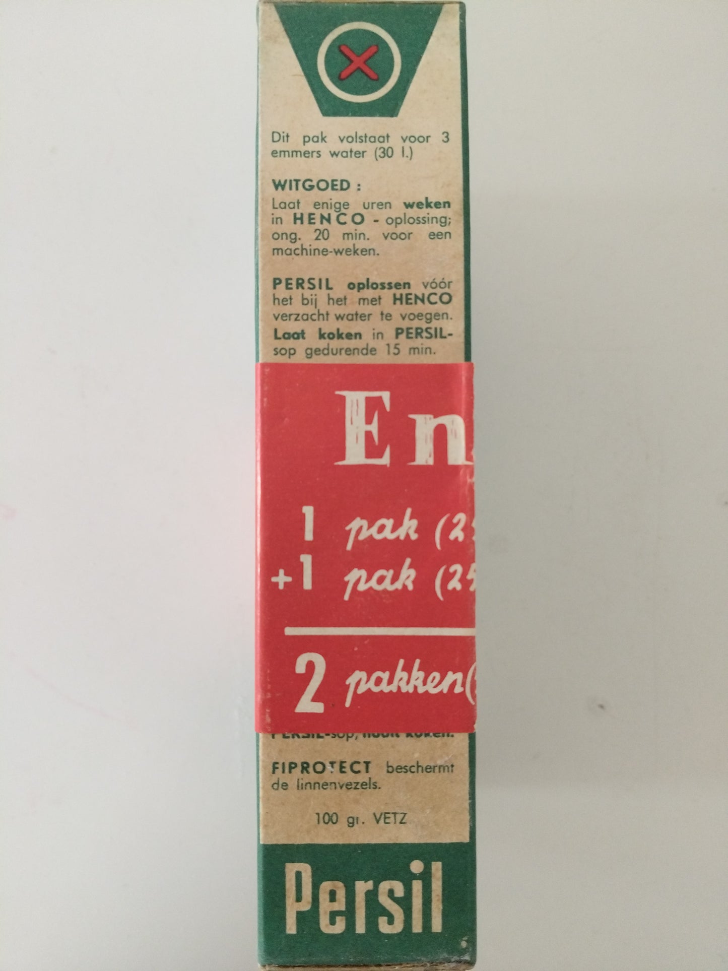 Ancienne boîte cartonnée de poudre de savon au choix : Persil, Soleil ou Vigor (français/ néerlandais)