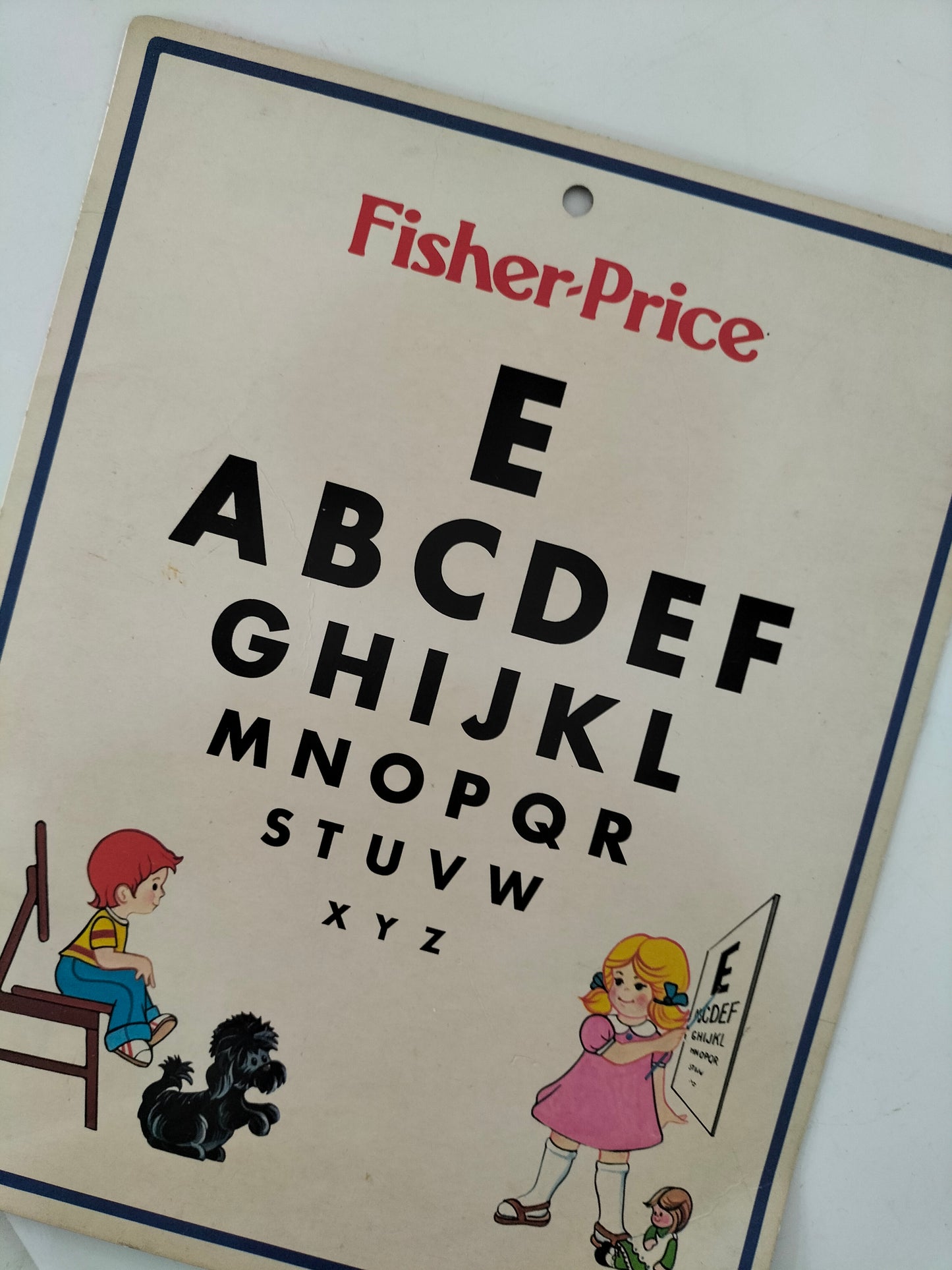 Affiche murale cartonnée "eye chart" Fisher Price 1977