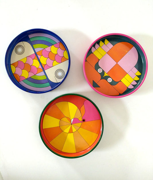 Ensemble de 3 mini plateaux/ dessous de verres/ dessous de bouteilles métallique Simel !!! priorité à Marie-Laure !!!