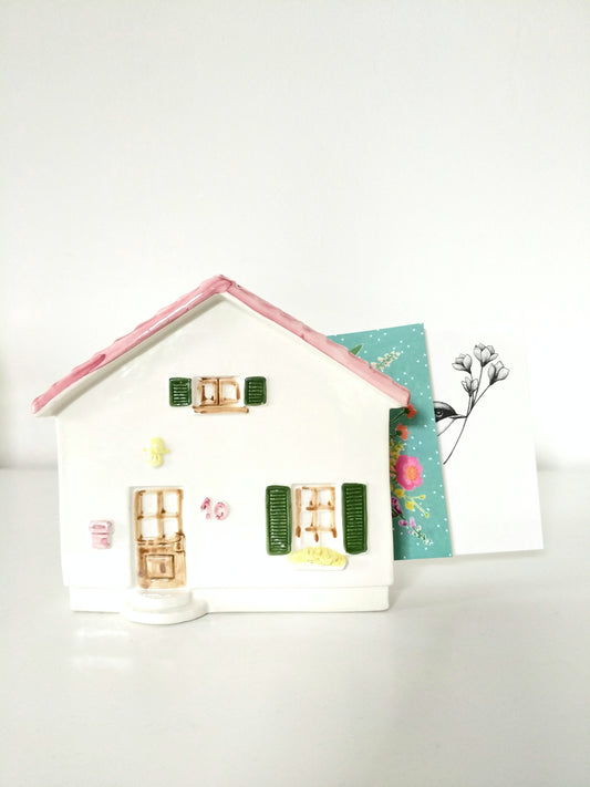 Porte-serviettes/ porte-courrier maison en céramique