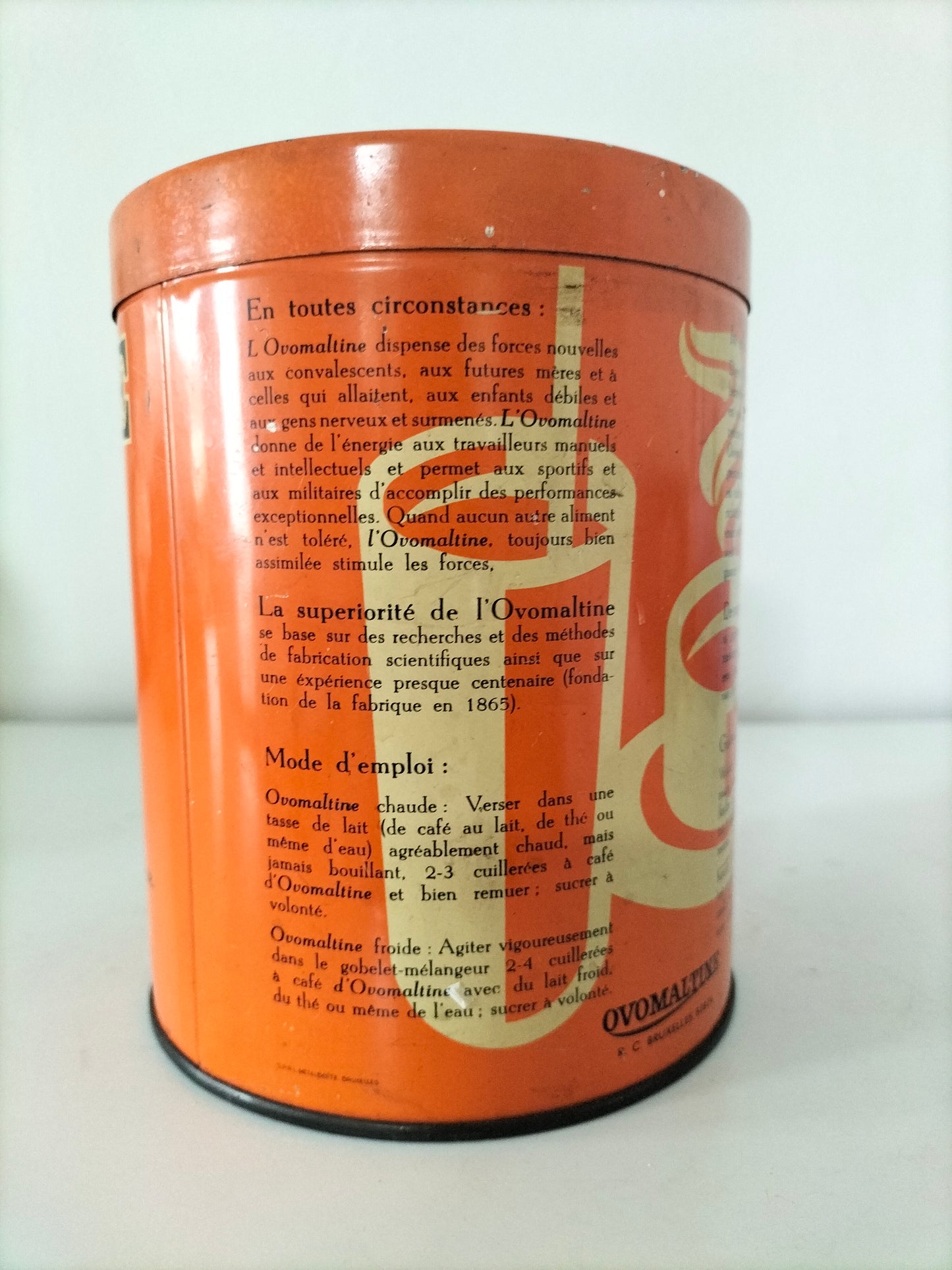 Ancienne grosse boîte métallique publicitaire Ovomaltine années 50 ! Laetitia !