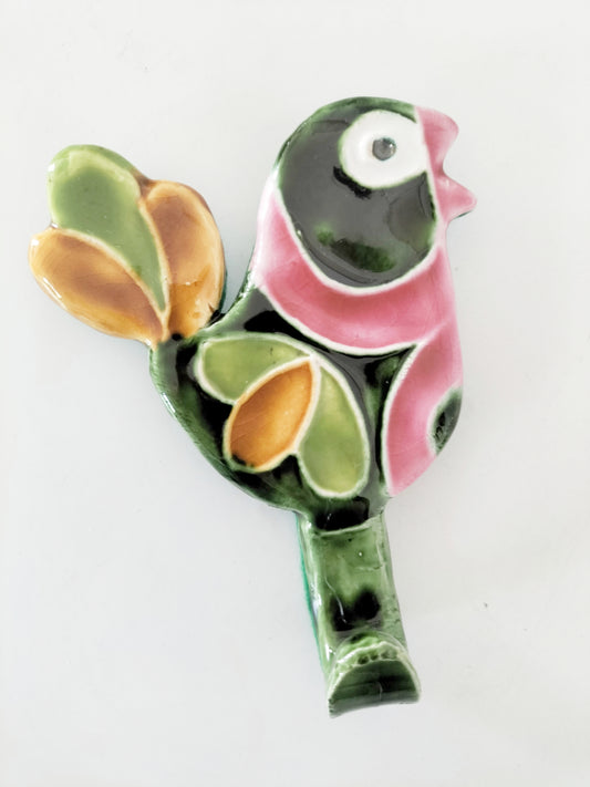 Patère murale oiseau en céramique