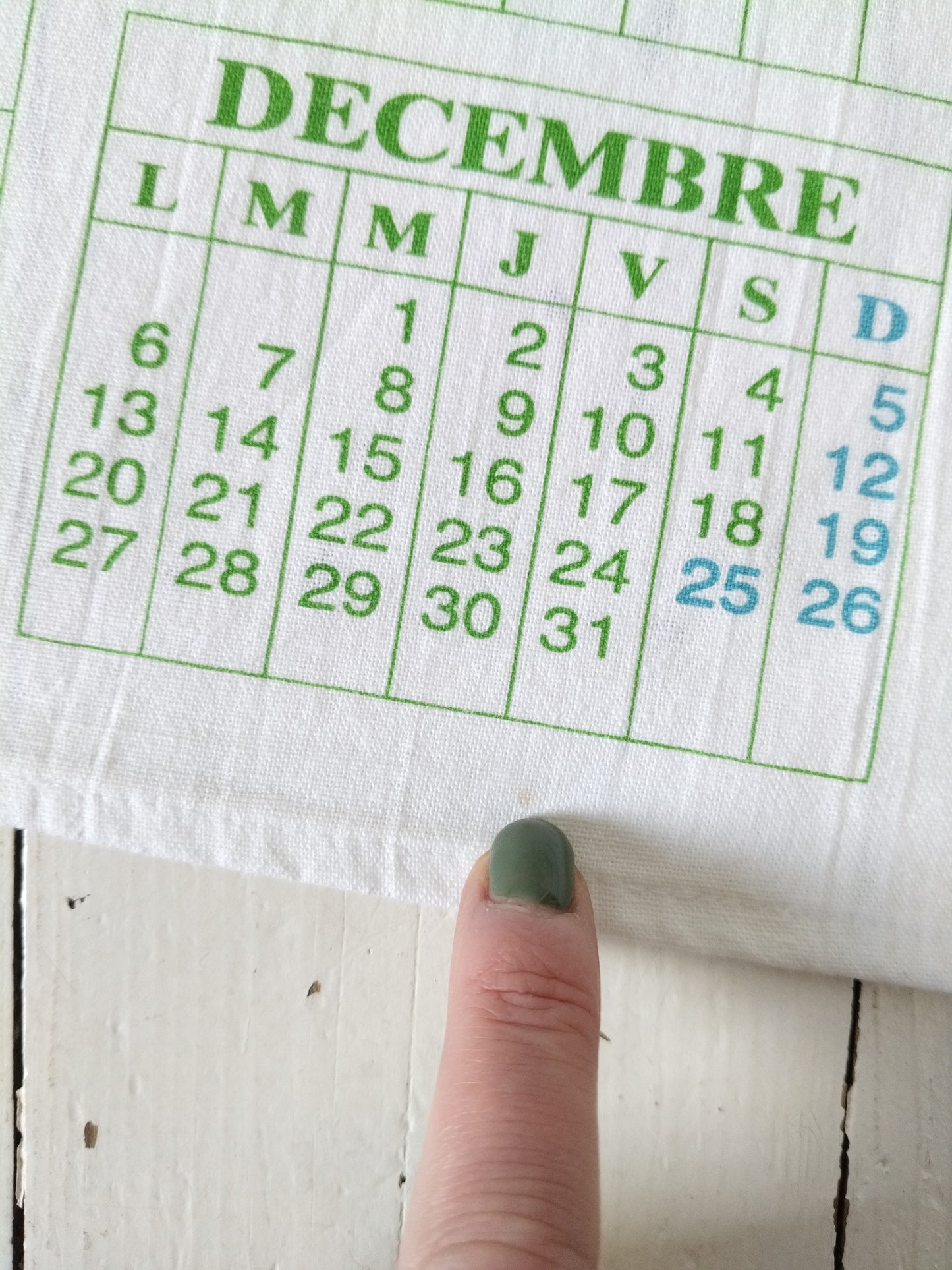 Torchon calendrier 1993 Vie Féminine