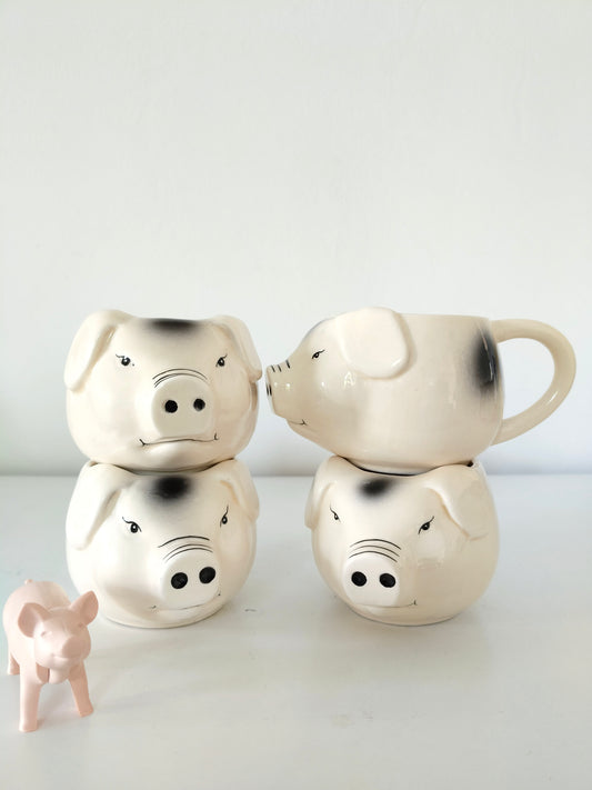Duo de tasses cochon en porcelaine