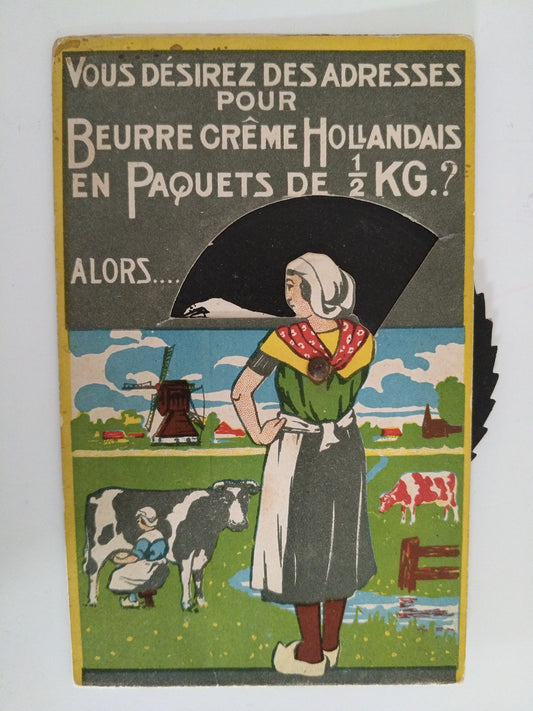 Petit carton publicitaire animé Beurre crème Hollandais