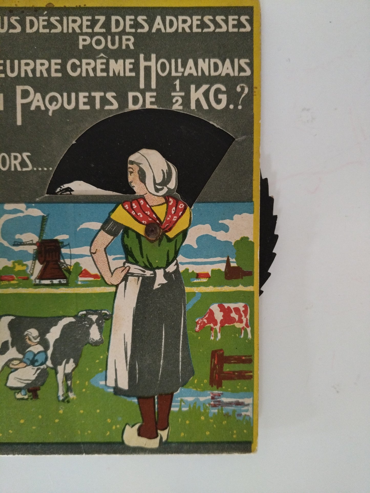 Petit carton publicitaire animé Beurre crème Hollandais