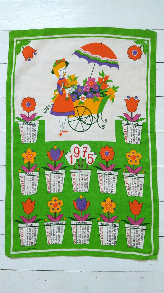 Torchon calendrier 1975 vie féminine