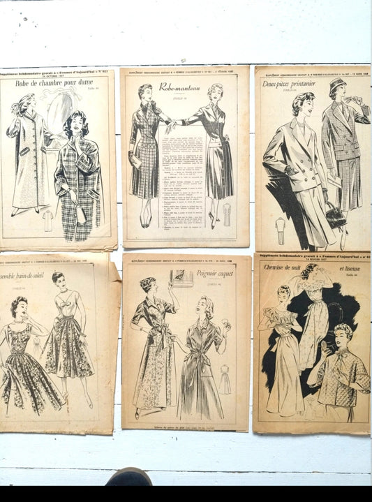 Ensemble d'anciens patrons de couture magazines Femmes d'Aujourd'hui Laetitia - cetaitmieuxavant