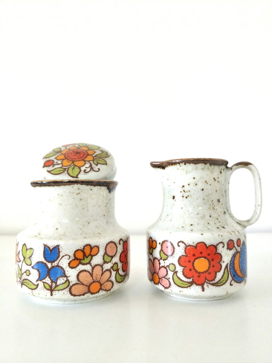 Ensemble sucrier et pot à lait en grès