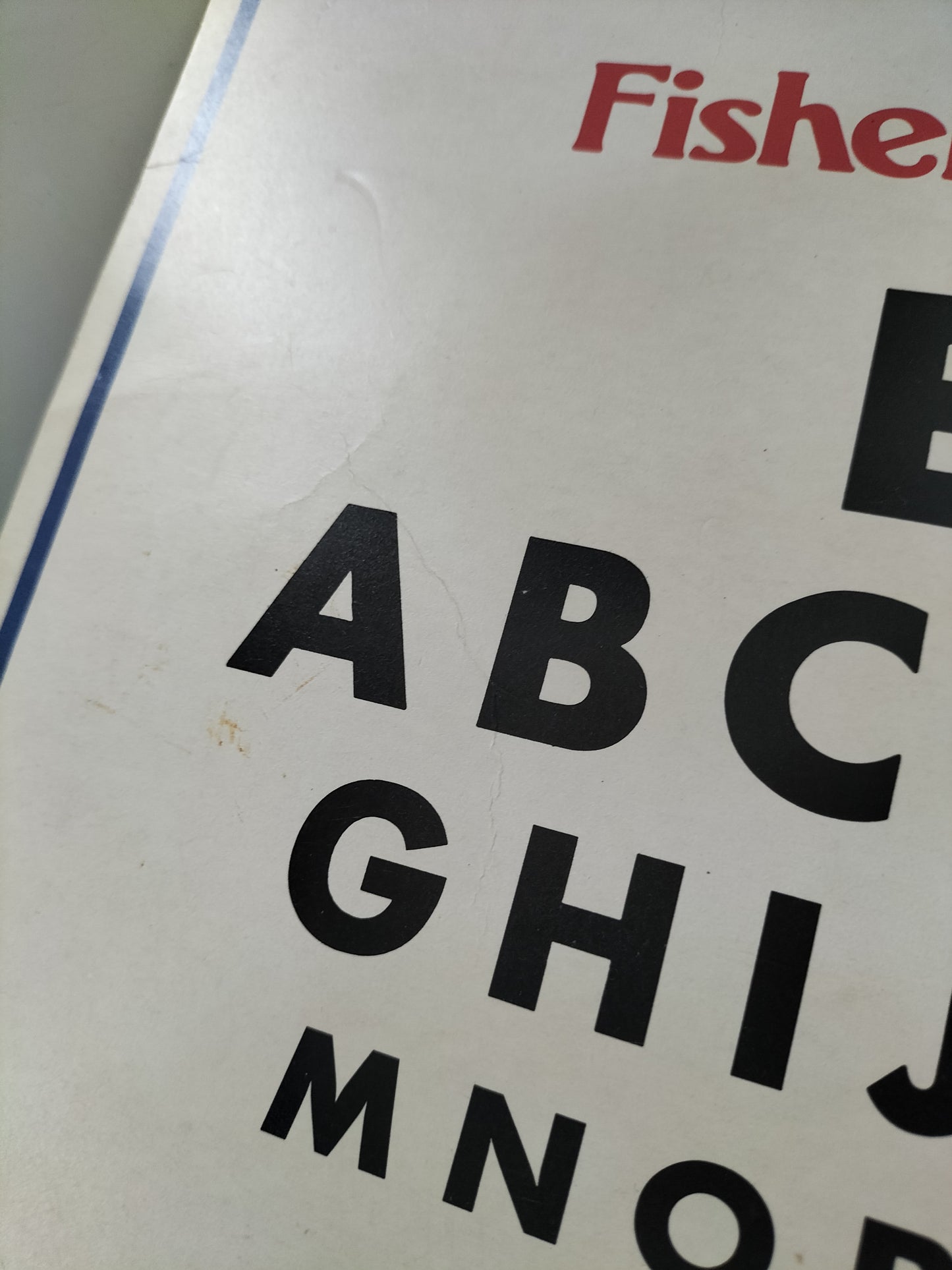 Affiche murale cartonnée "eye chart" Fisher Price 1977