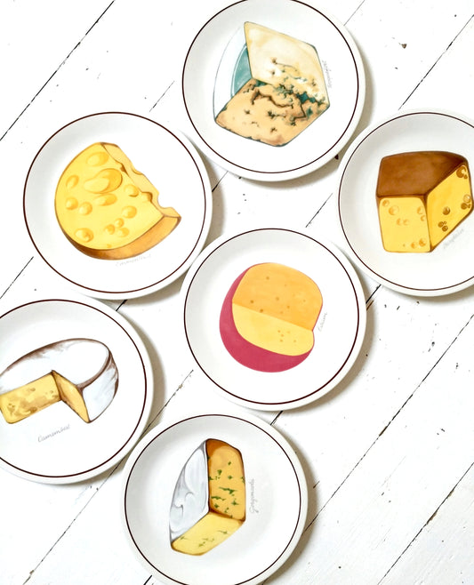 Ensemble de 6 assiettes à fromage Villeroy et Boch modèle "Dessin Original"