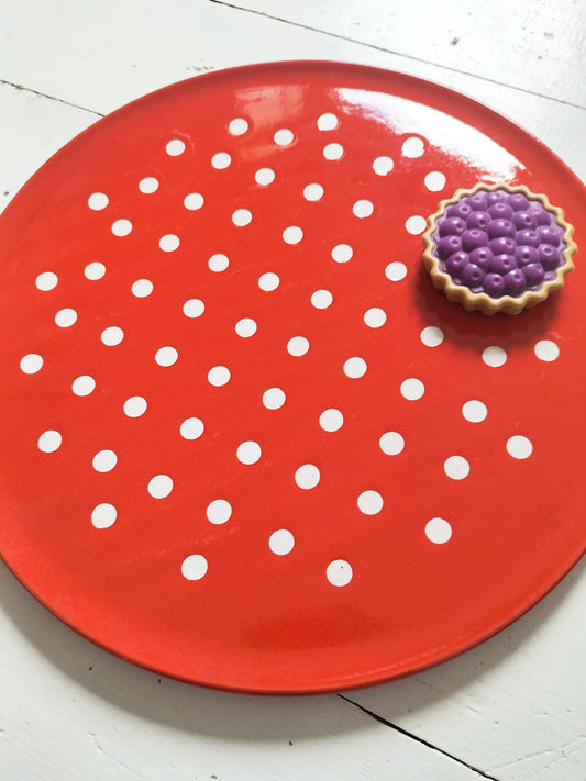 Assiette de service/ plat à tarte Waechtersbach décor pois LAETITIA