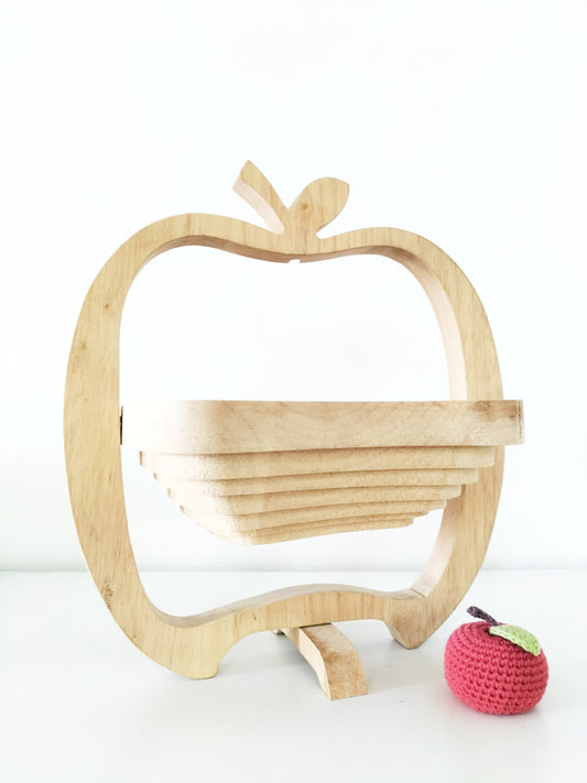 Corbeille et dessous de plat pomme en bois