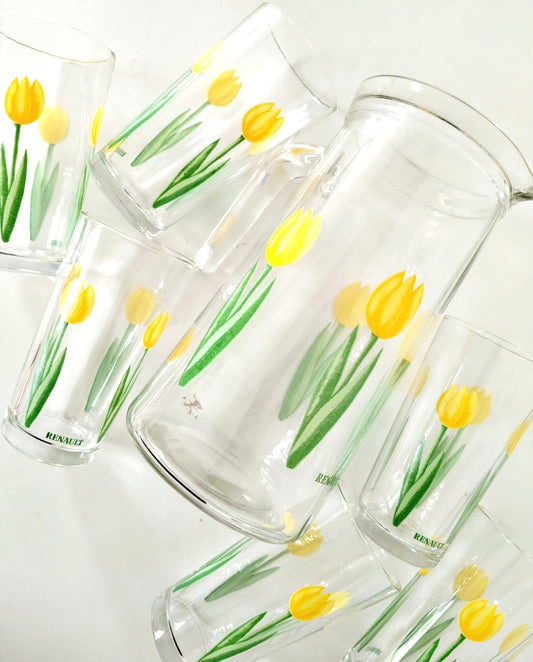 Ensemble carafe et 6 verres publicitaires Renault