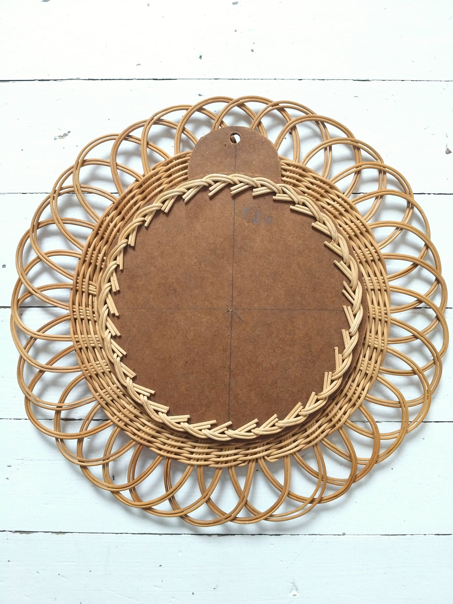 Miroir vintage osier rotin