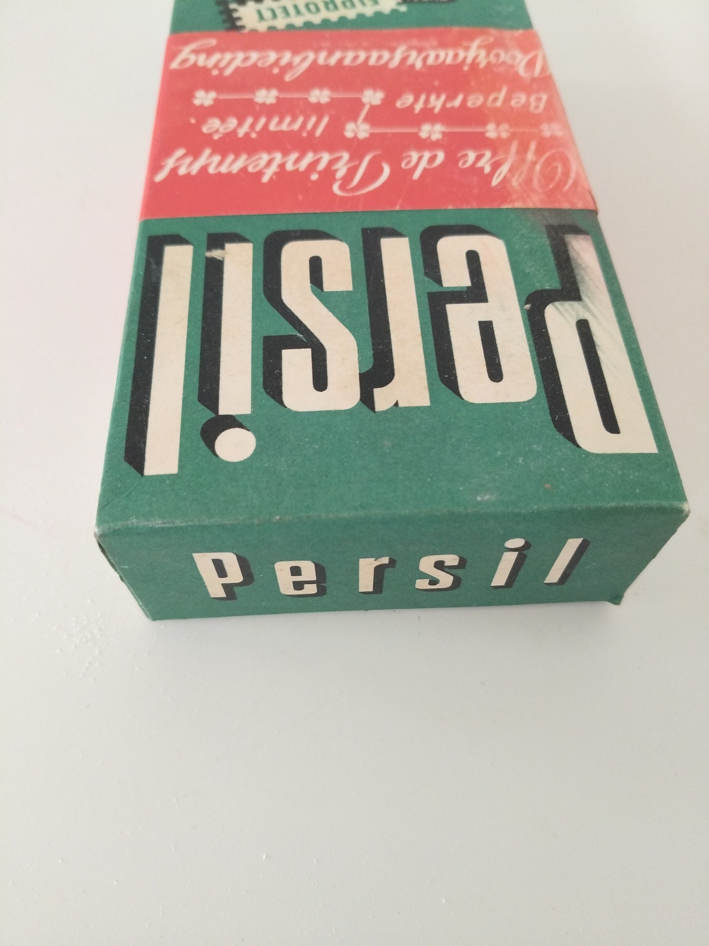 Ancienne boîte cartonnée de poudre de savon au choix : Persil, Soleil ou Vigor (français/ néerlandais)