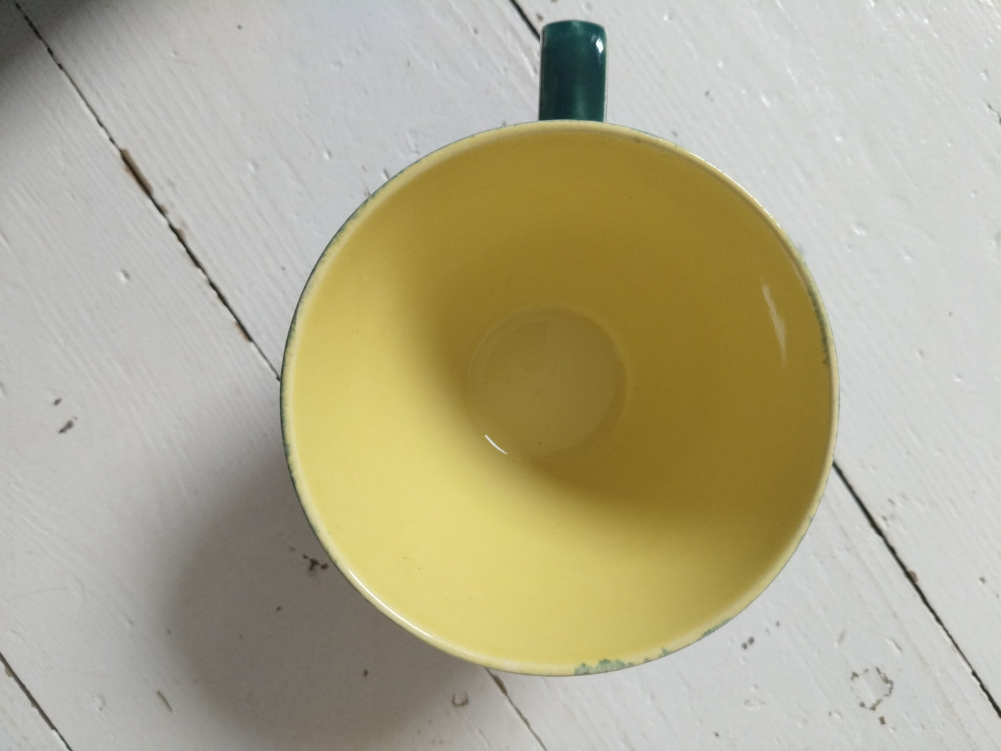 Ensemble 1 tasse verte + 1 soucoupe jaune Kéralux Boch La Louvière Miami Bicolore