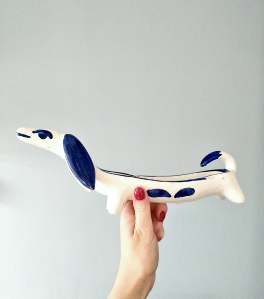 Cendrier/ vide-poches/ porte-bijoux chien saucisse teckel en céramique - cetaitmieuxavant