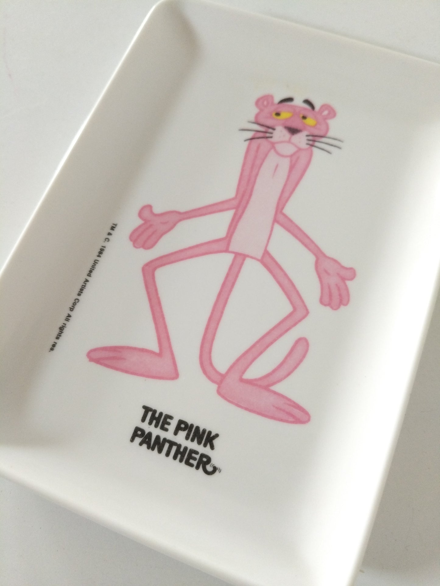 Coupelle/ vide-poches/ mini plateau melaminé la panthère Rose 1984