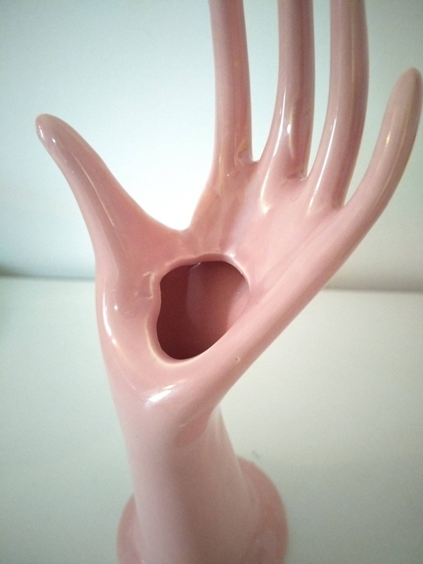 Soliflore baguier main en céramique rose