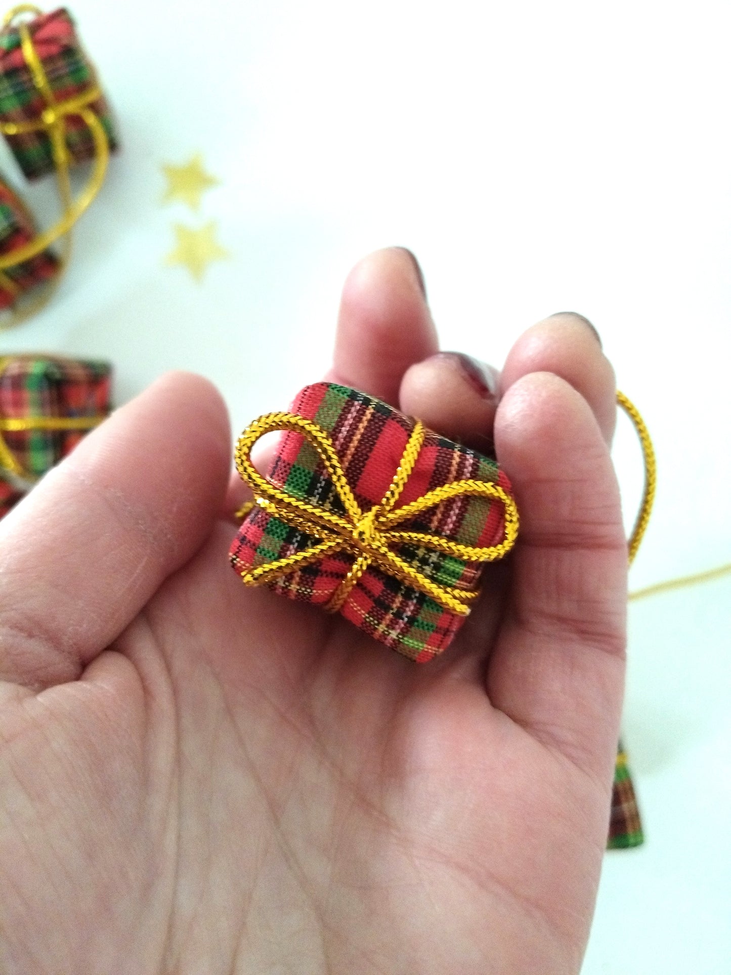 Guirlande de Noël cadeaux tissu tartan/ écossais