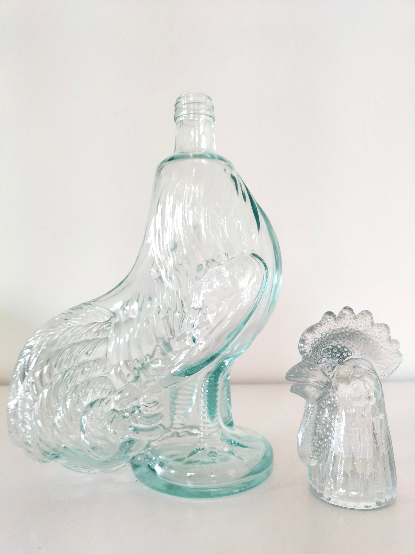 Bouteille coq en verre