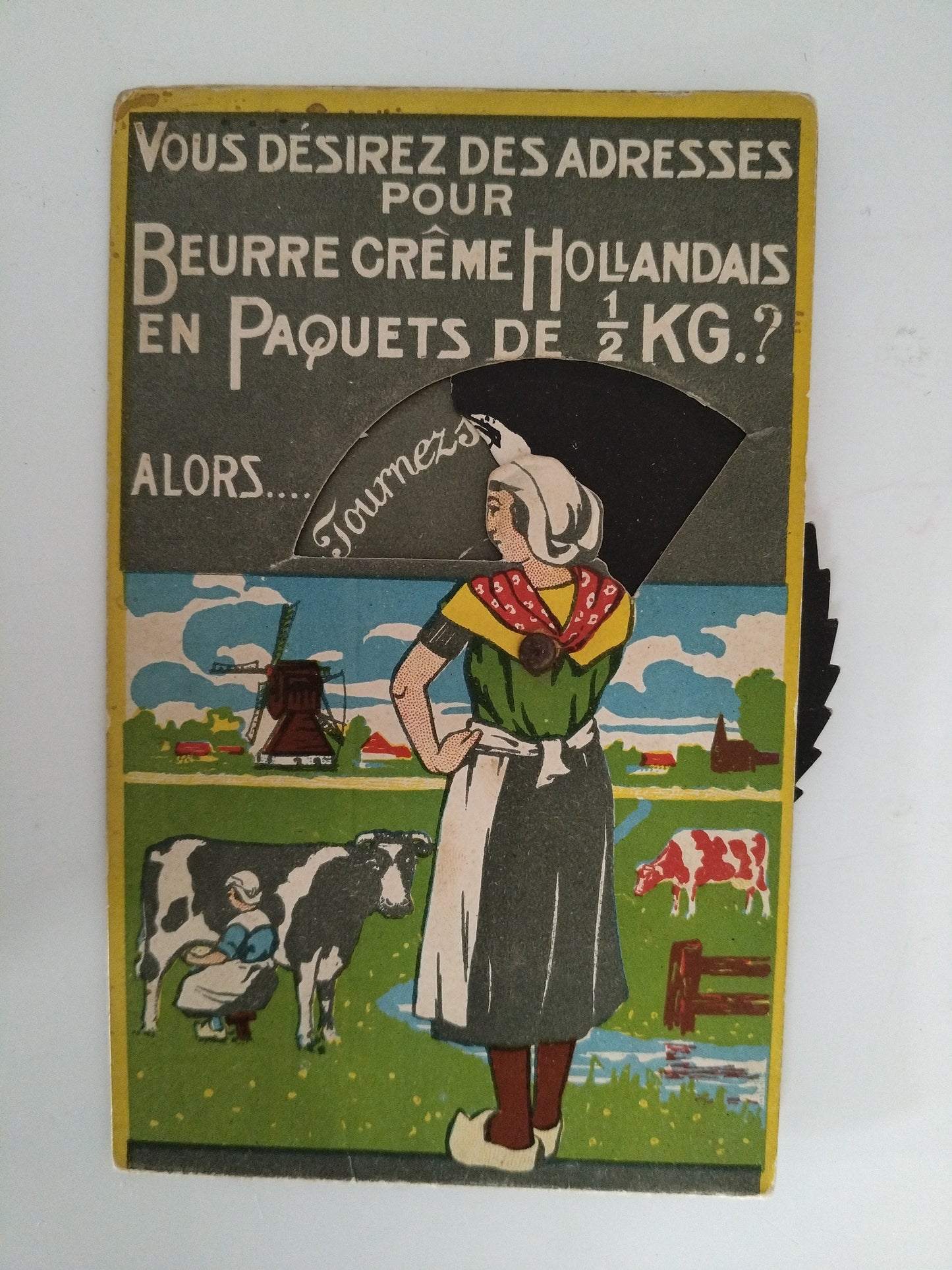 Petit carton publicitaire animé Beurre crème Hollandais
