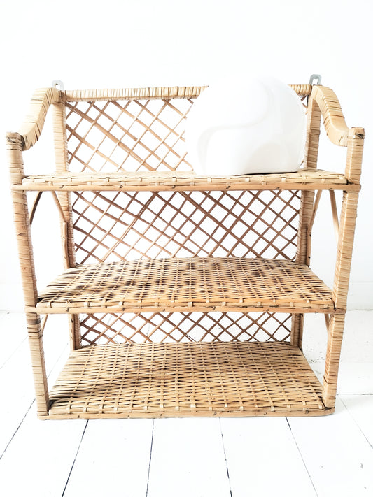 Étagère murale bois et osier