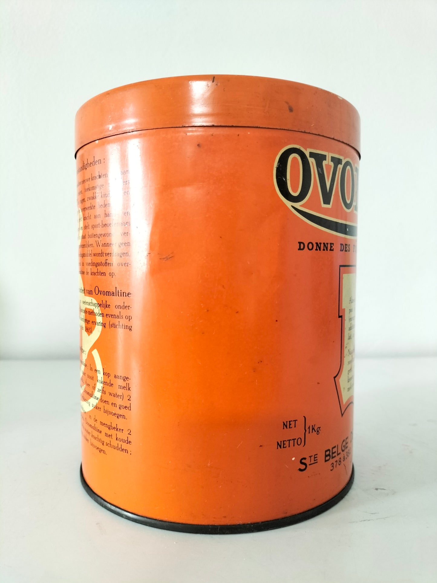Ancienne grosse boîte métallique publicitaire Ovomaltine années 50 ! Laetitia !