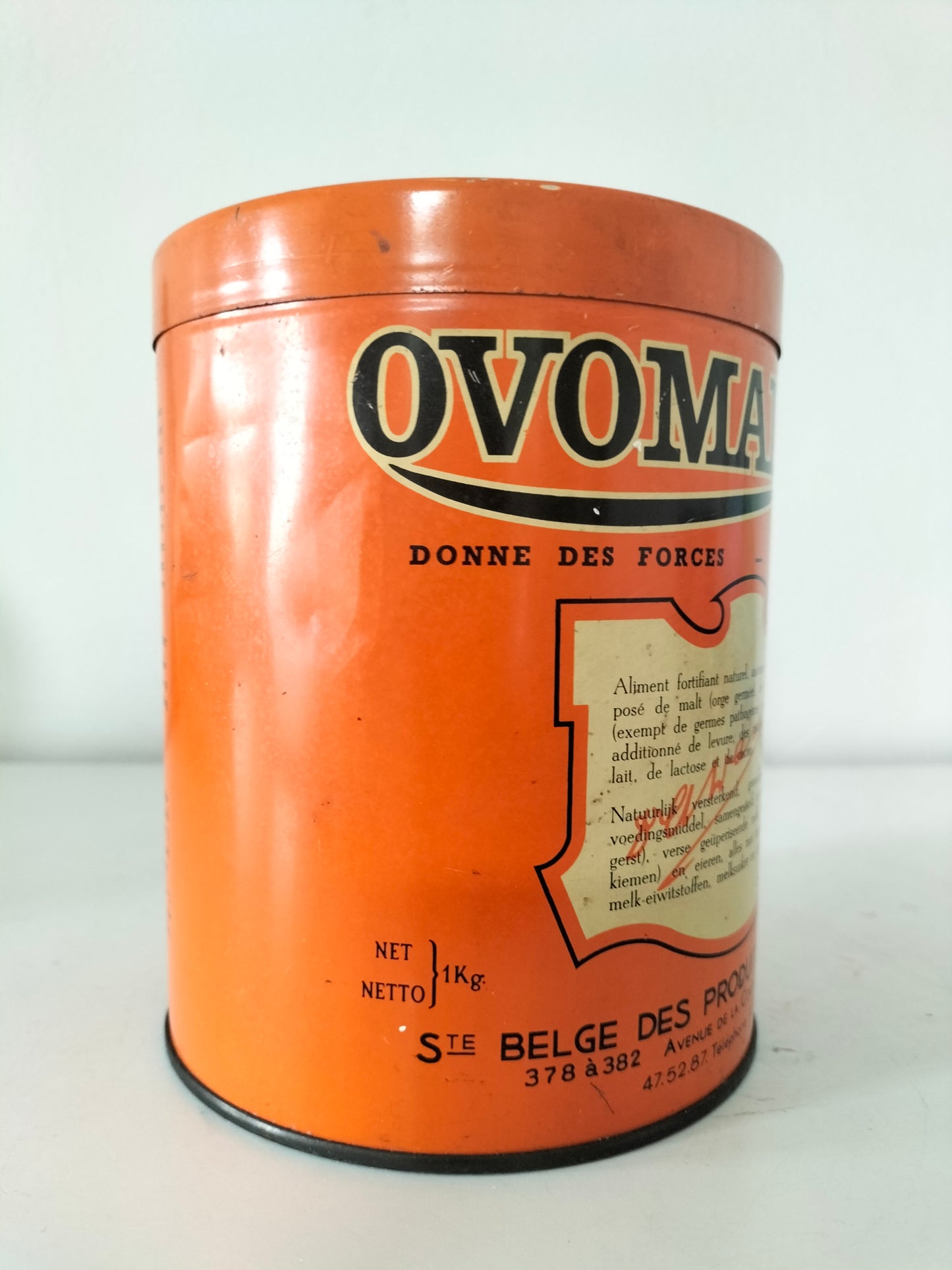 Ancienne grosse boîte métallique publicitaire Ovomaltine années 50 ! Laetitia !