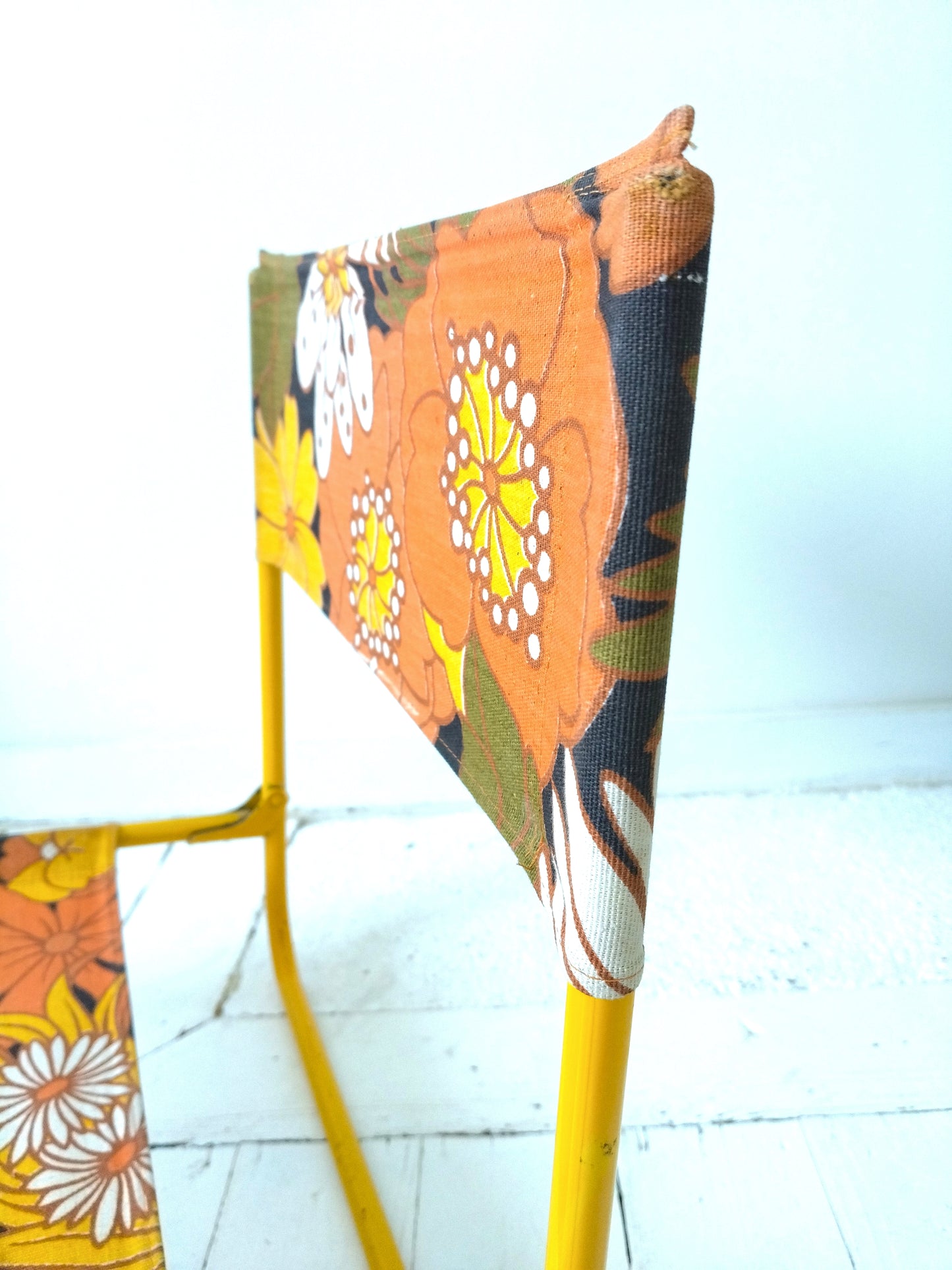 Chaise de plage pliante vintage flower power